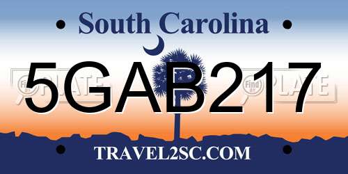 5GAB217 South Carolina License Plate