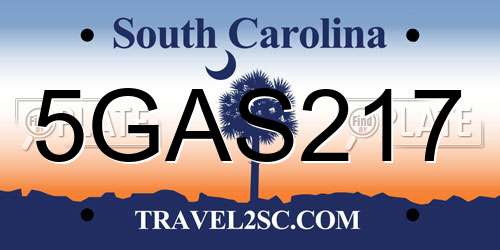 5GAS217 South Carolina License Plate