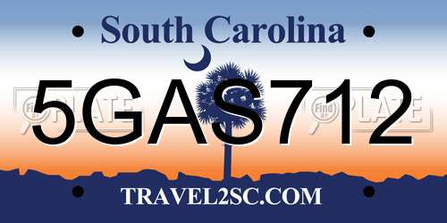 5GAS712 South Carolina License Plate
