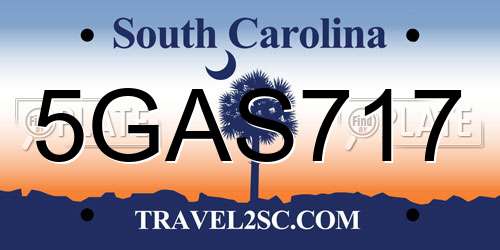 5GAS717 South Carolina License Plate