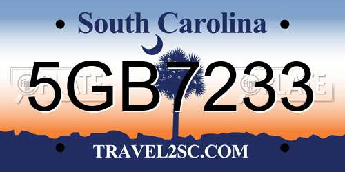 5GB7233 South Carolina License Plate