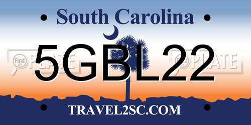 5GBL22 South Carolina License Plate