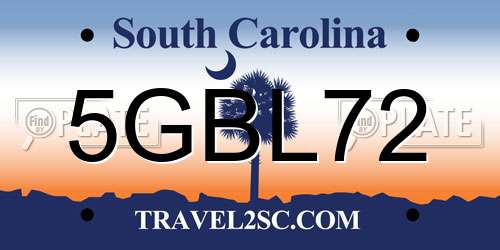 5GBL72 South Carolina License Plate