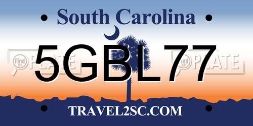 5GBL77 South Carolina License Plate