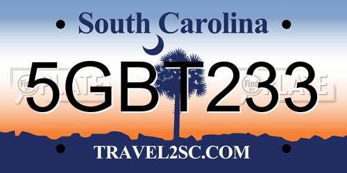 5GBT233 South Carolina License Plate