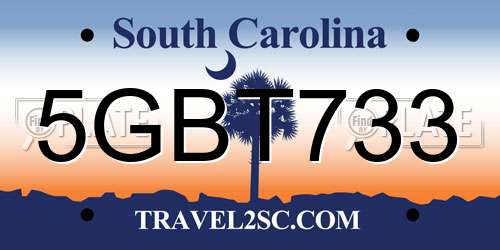 5GBT733 South Carolina License Plate
