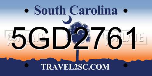 5GD2761 South Carolina License Plate