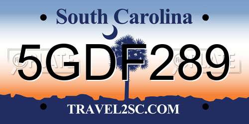 5GDF289 South Carolina License Plate