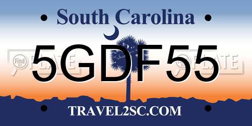 5GDF55 South Carolina License Plate