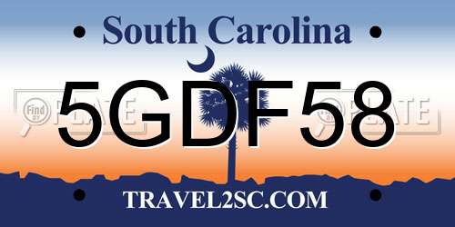 5GDF58 South Carolina License Plate