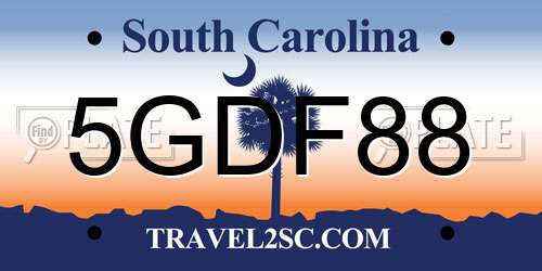 5GDF88 South Carolina License Plate