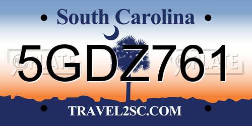 5GDZ761 South Carolina License Plate