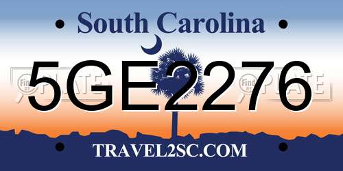 5GE2276 South Carolina License Plate