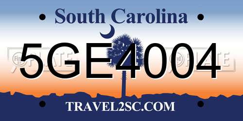 5GE4004 South Carolina License Plate