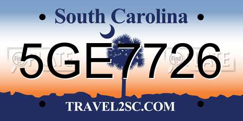 5GE7726 South Carolina License Plate