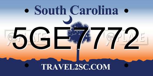 5GE7772 South Carolina License Plate