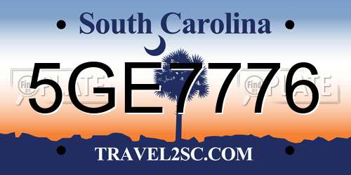 5GE7776 South Carolina License Plate