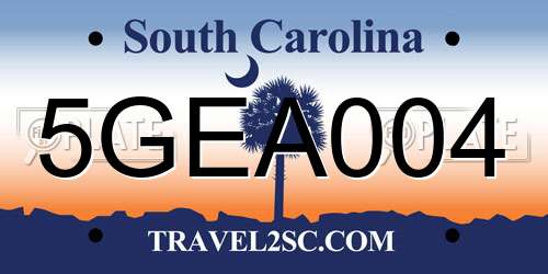 5GEA004 South Carolina License Plate