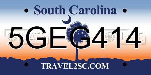 5GEG414 South Carolina License Plate