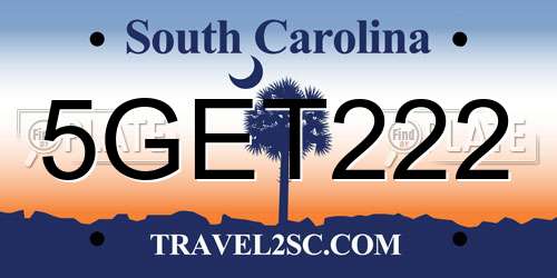 5GET222 South Carolina License Plate