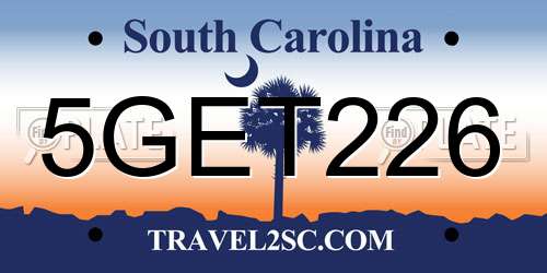 5GET226 South Carolina License Plate