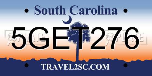 5GET276 South Carolina License Plate