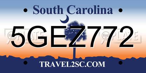 5GEZ772 South Carolina License Plate