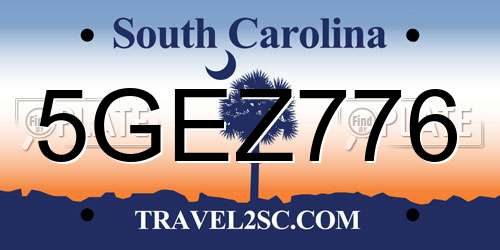 5GEZ776 South Carolina License Plate
