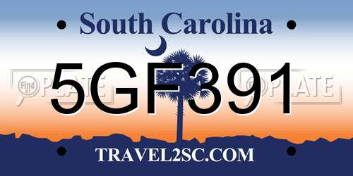 5GF391 South Carolina License Plate