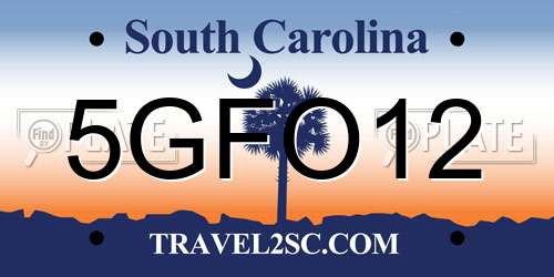 5GFO12 South Carolina License Plate