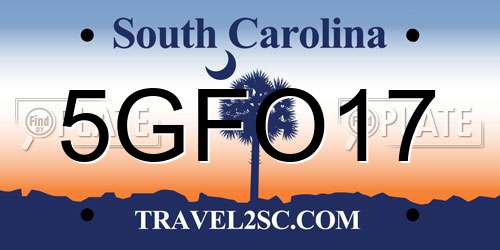 5GFO17 South Carolina License Plate