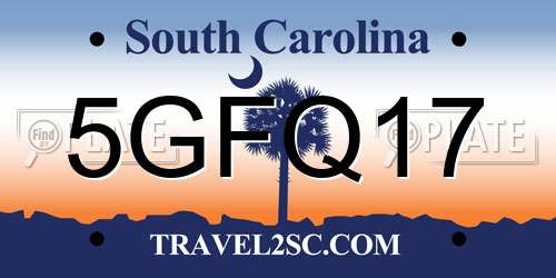 5GFQ17 South Carolina License Plate