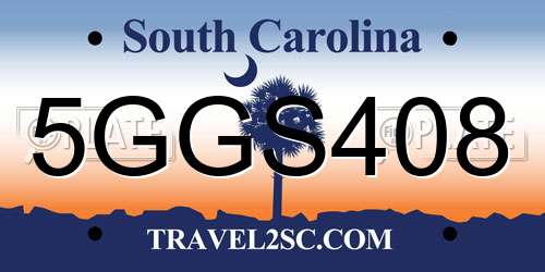 5GGS408 South Carolina License Plate