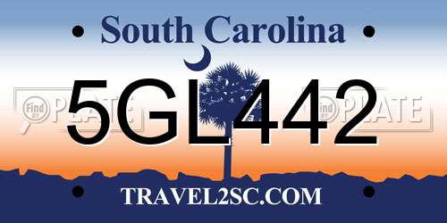 5GL442 South Carolina License Plate