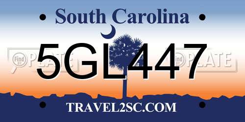 5GL447 South Carolina License Plate