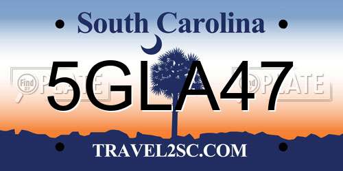 5GLA47 South Carolina License Plate
