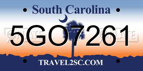 5GO7261 South Carolina License Plate