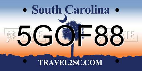5GOF88 South Carolina License Plate