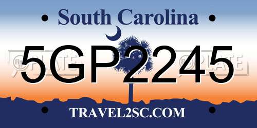 5GP2245 South Carolina License Plate