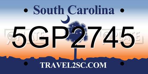 5GP2745 South Carolina License Plate
