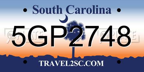 5GP2748 South Carolina License Plate