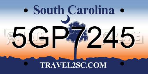5GP7245 South Carolina License Plate
