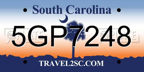 5GP7248 South Carolina License Plate