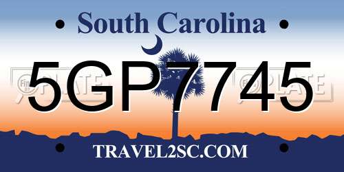 5GP7745 South Carolina License Plate