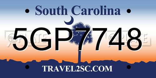 5GP7748 South Carolina License Plate