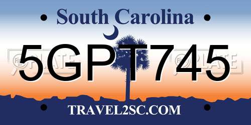 5GPT745 South Carolina License Plate