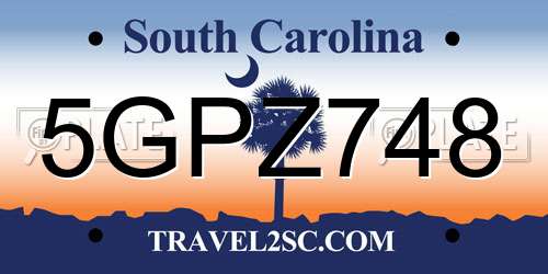 5GPZ748 South Carolina License Plate