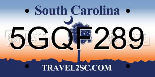 5GQF289 South Carolina License Plate