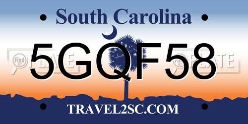 5GQF58 South Carolina License Plate