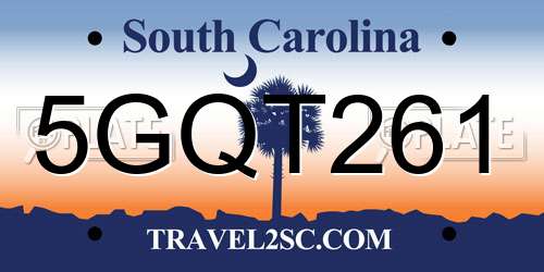 5GQT261 South Carolina License Plate